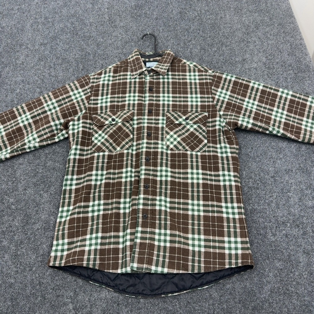 Vintage Fieldmaster Flannel Shirt Mens M Brown Cotton Quilted Lined Plaid Jacket